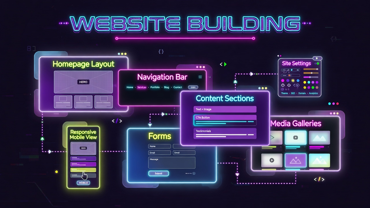 Chronic Space Digital — dark mode neon capability collage banner