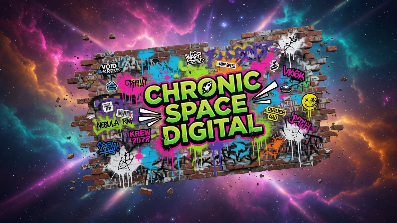 Chronic Space Digital — animated graffiti brick banner