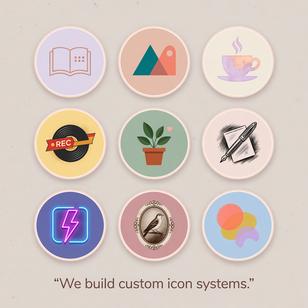 Social and stream icon sets across multiple styles