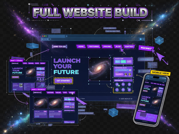 Cosmic-tech banner for a full website build from scratch