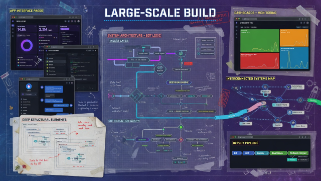 Cosmic-tech blueprint of a large-scale multi-page build